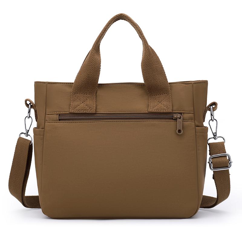 Borsa Tote Versatile in Nylon con Tasche Multiple con Zip Tracolla Regolabile Borsa a Spalla Casual per Donne Quotidiana