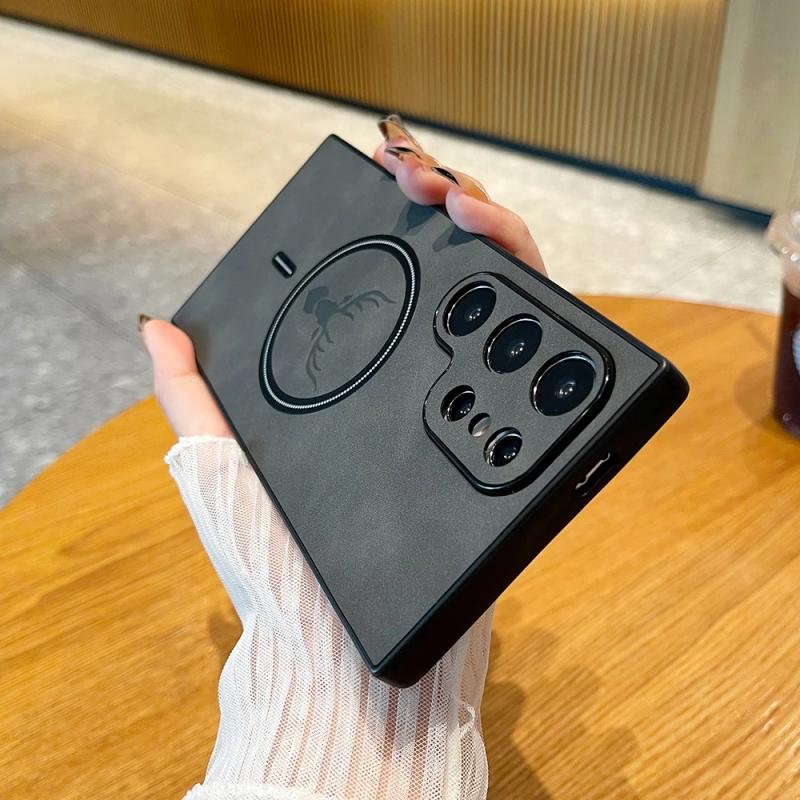 Lux Husă de Telefon din Piele cu Încărcare Wireless Magnetică Pentru Samsung Galaxy S24 S23 S22 S21 Plus Ultra Husă Carcasă Cerb Elk