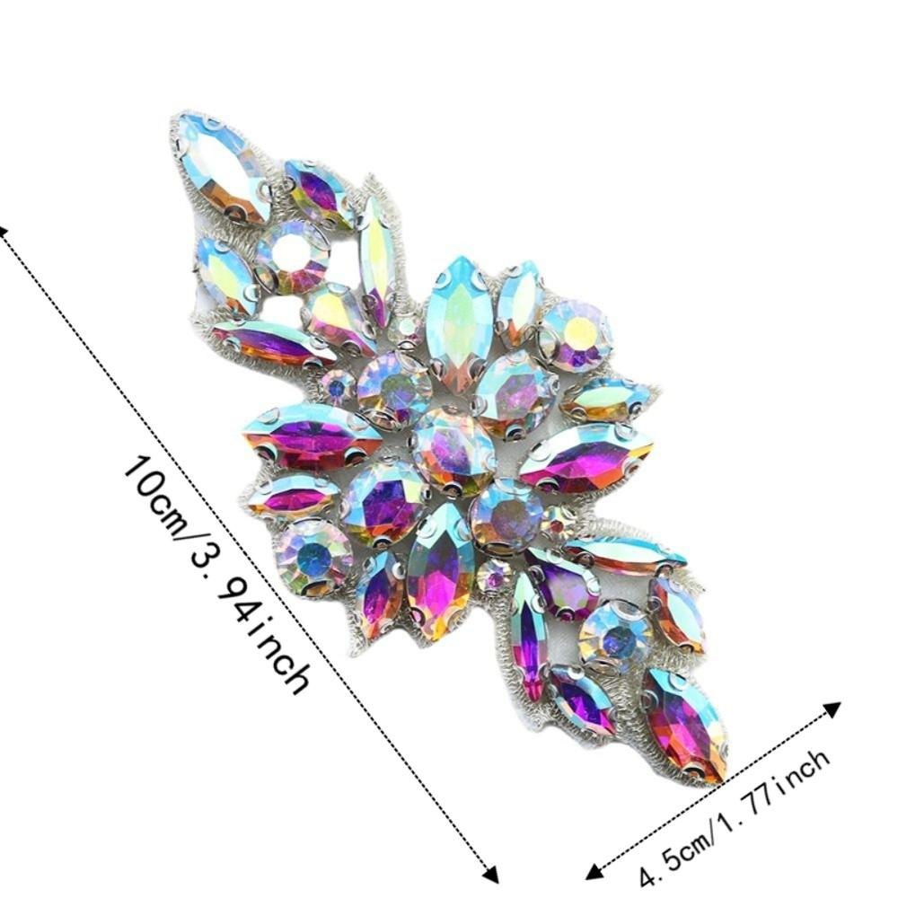 Glitter Rhinestone Applique Sequined Multi-functional Flower Patch DIY Clothes Decoration Flatback Iron On Applique Wedding Gown