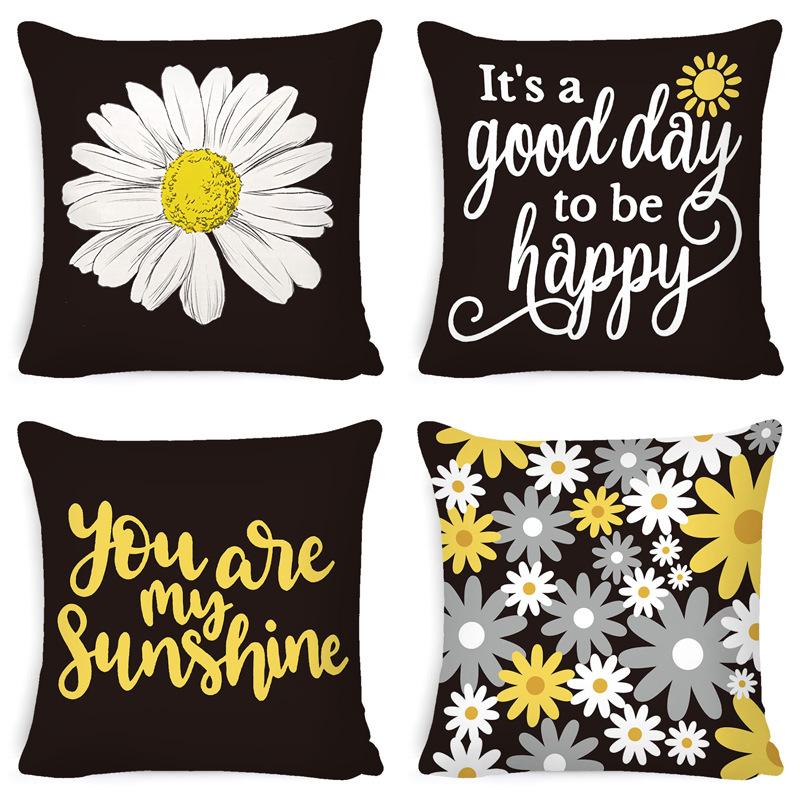 Pillow Cover Ins Style Daisy Summer Nordic Home Decoration Bedside Cushion Core Cover Linen