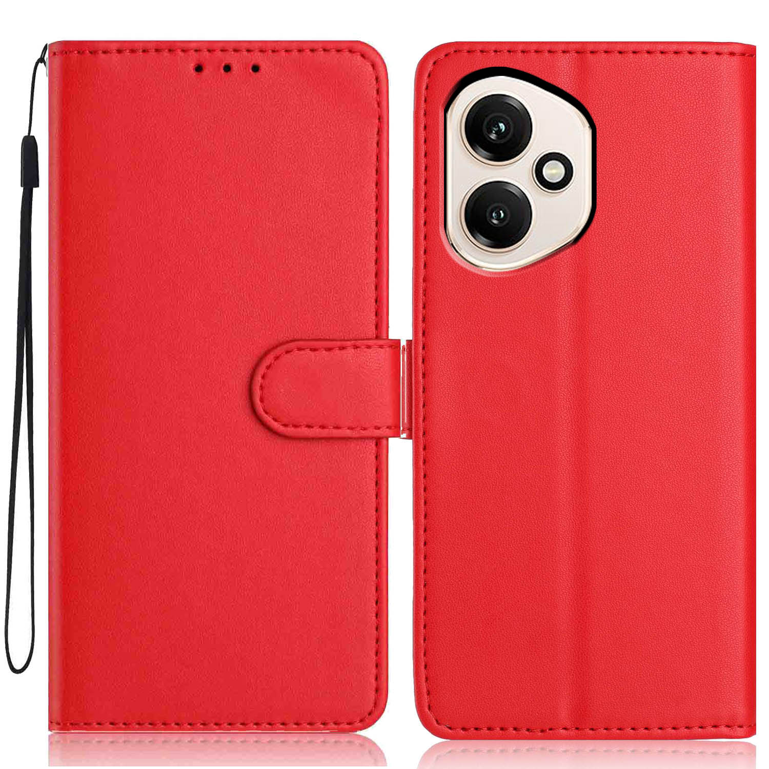 

For Honor 400 5G (Global) Wallet Case with Strap/Multiple Card Slots Solid Color Leather Stand Phone Cover