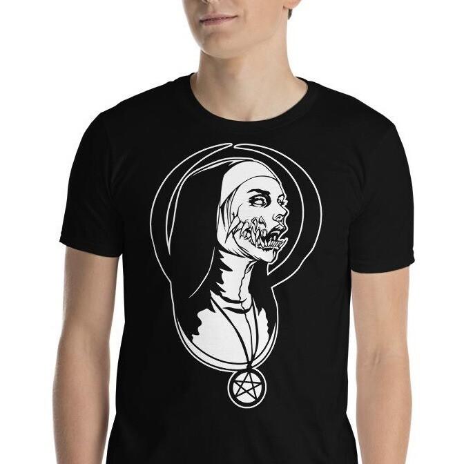 Demonic Satanic Evil Possessed Nun Pentagram Short-Sleeve Unisex T-Shirt