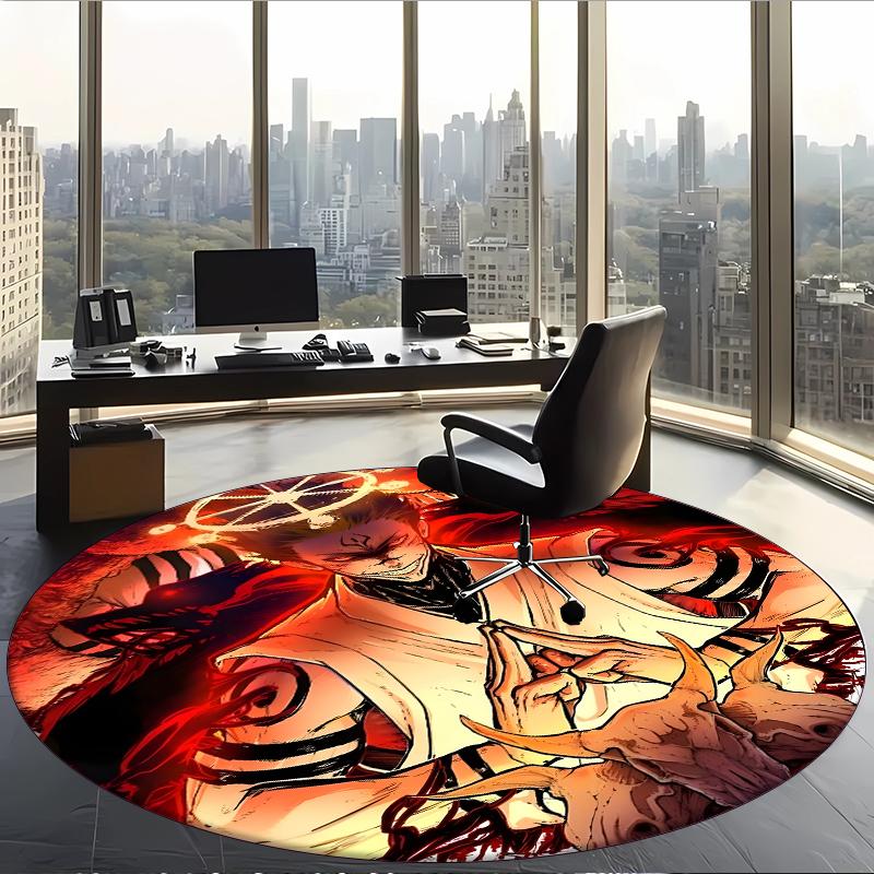 Ryomen Sukuna (1) Round Office Rug Decorative Floor Rug for Office Bedroom Living Room and Home Space