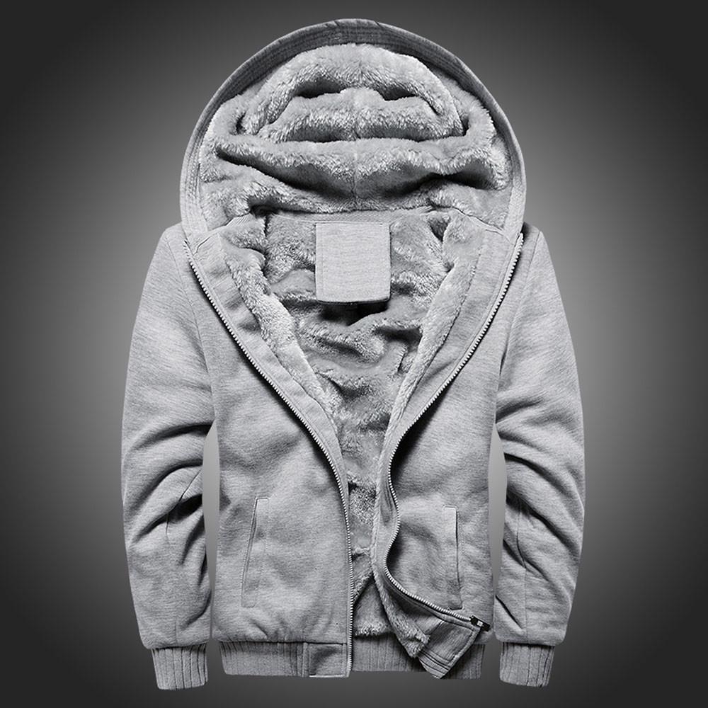 Mens Hoodie Winter Warm Fleece Zipper Sweater Jacket Outwear Coat