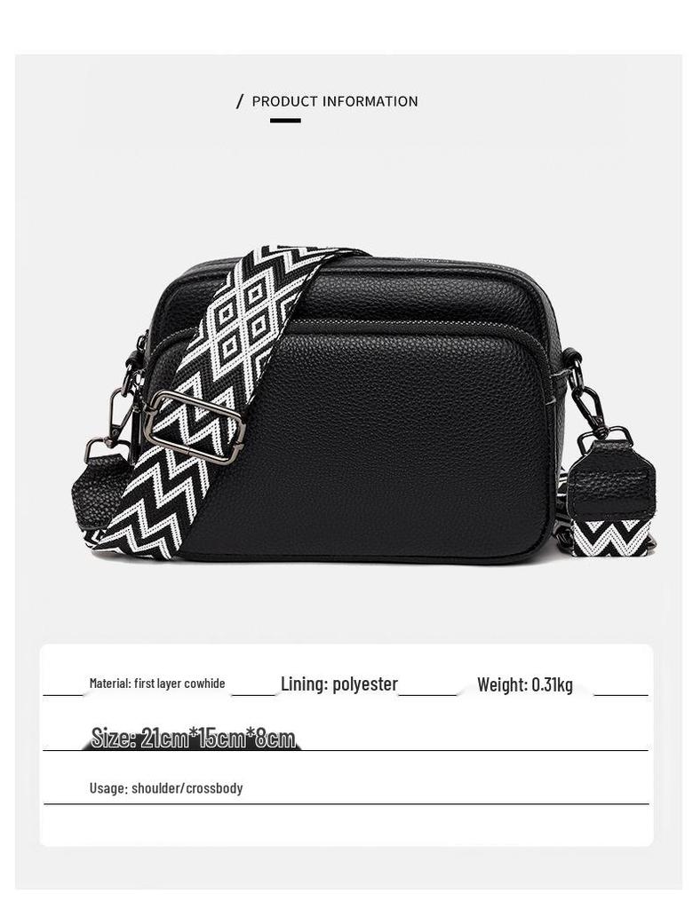 Women's Genuine Leather Lychee Pattern Shoulder Crossbody Bag - Versatile Small Square Design