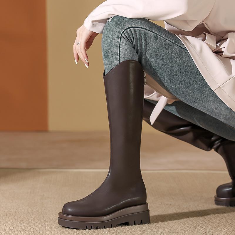 Knight Boots Women's Autumn and Winter New Thick-soled Western Elastic Knee Boots Slim High Boots