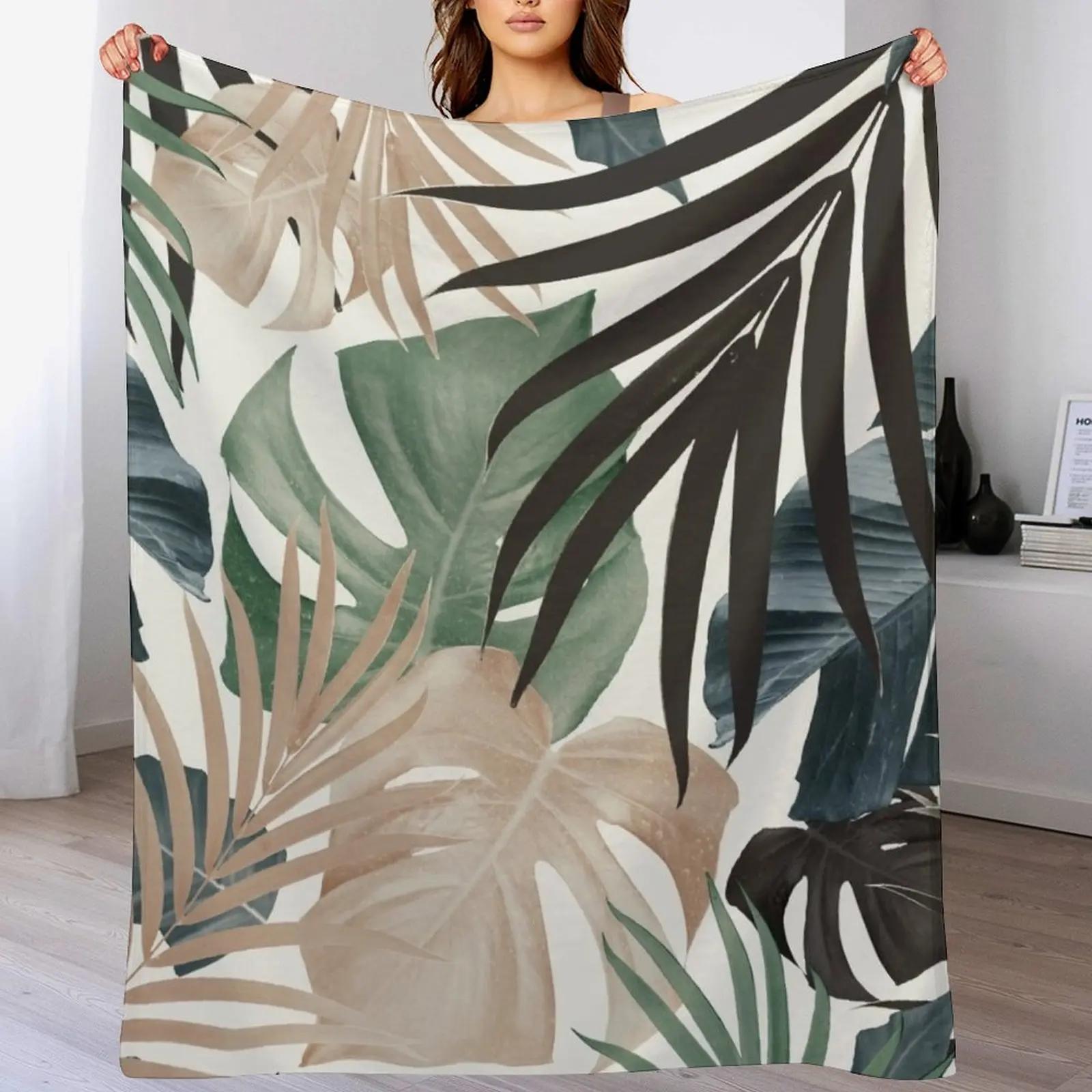 

Tropical Jungle Leaves Pattern 13 Fall Colors tropical decor art Throw Blanket Stylish Couch Blanket for Home Living Room 102x76cm(40x30in)