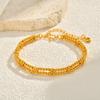 24K PVD Gold Plated Bracelets for Women, Beaded Strand Beads Ball Adjustable Stackable Bracelet, Fashion Party Wedding Jewelry