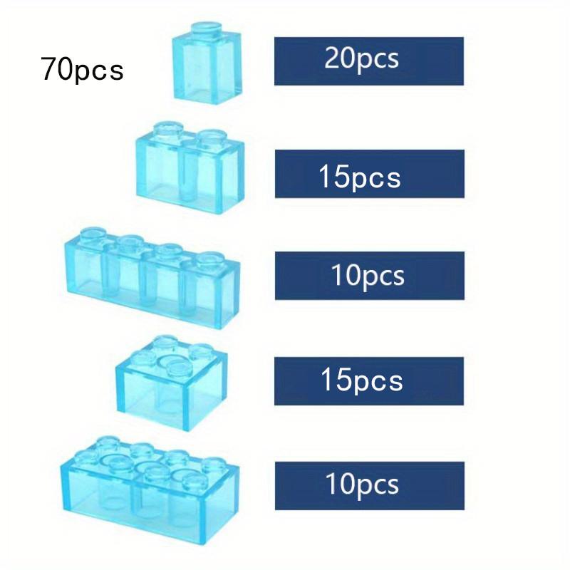 

Non-Toxic 70Pcs Diy Building Blocks Parts Transparent Blue Clear Small Particle Bricks Educational Toys For Children 1X1 1X2 2X2 2X4