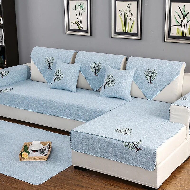 Cotton and linen fabric sofa cushions, non-slip cushions, all-season universal, simple, modern cotton and linen woven cushions