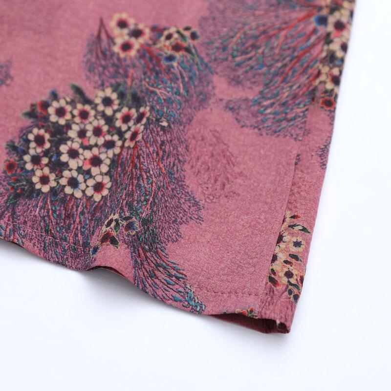 Sifen Damen Strickjacke mit sieben Ärmeln und Blumendruck