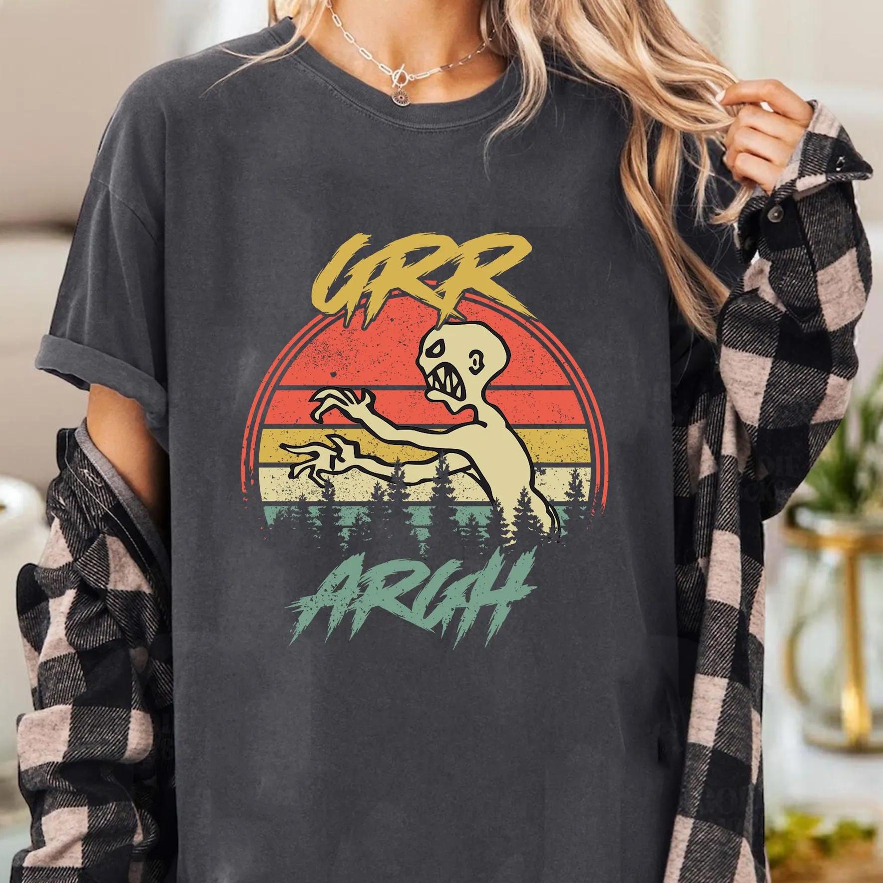 Grr Argh Zombie Retro Comfort Color Tshirt Buffyinspired Halloween Tshirt Horror Movie Tshirt 90s Zombie Fan Tshirt S