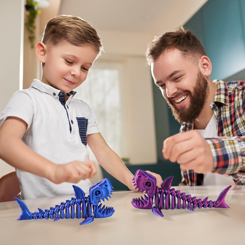 3D Printed Shark,with Movable Joints and Free Swinging Shapes,creative Stress Relieving Children's Toy Decoration Figurine Toys