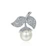 Vintage Leaf Imitation Pearl Brooch Women Elegant Plant Pin Corsage Jewelry Gift