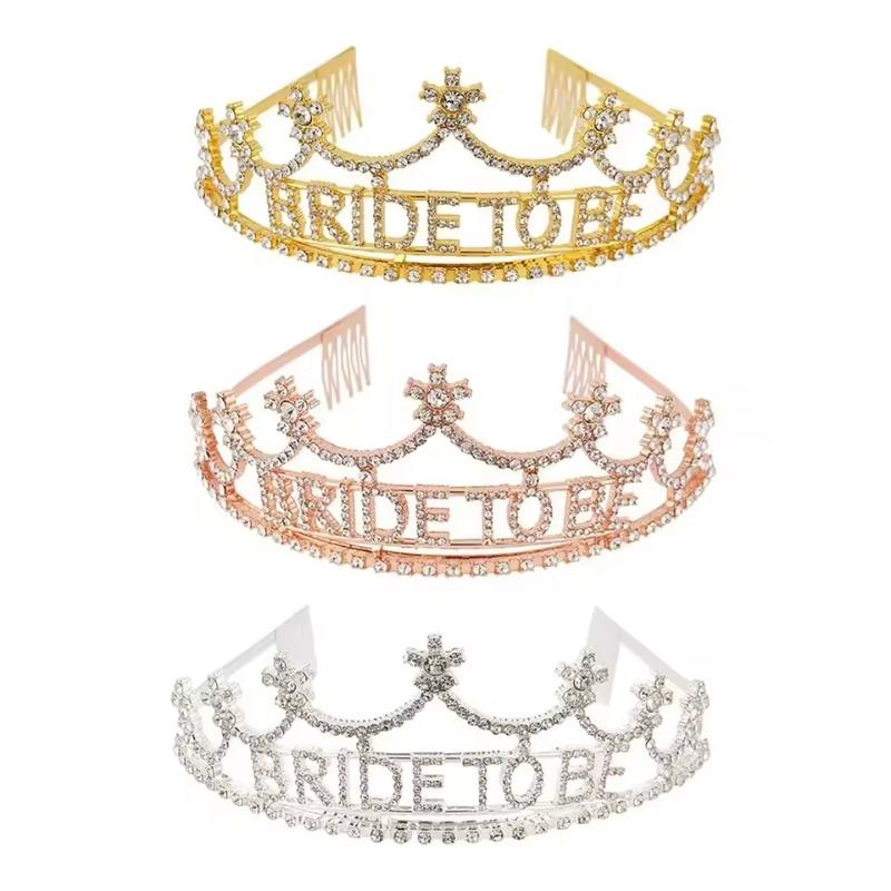 Rhinestone Bride To Be Headband Bridesmaid Crown Wedding Bridal Shower Girls Night Gift Bachelorette Hen Party Decoration