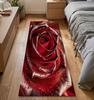 Rose Flower Pattern Long Runner Rug Red White Vintage Style Mat Non Slip Durable for Hallway Living Room Kitchen Home Decor