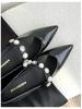 Spring & Autumn Beaded Strap Pointed Toe Mary Jane Shoes for Women