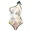 2025 Women's Retro One-Shoulder Swimsuit and Chiffon Bikini Set