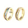 European-American Double-layer Wavy 14K Gold Mother-of-Pearl and Abalone Shell Ring for Women