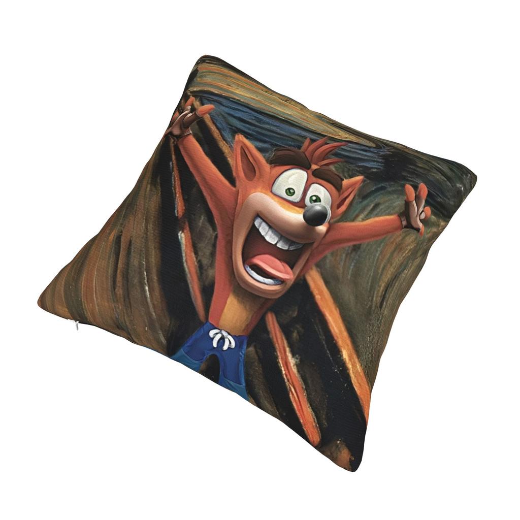 Federa Decorativa per Cuscino Crash Bandicoot Cartone Animato Cuscino da Divano Cuscino da Lancio Videogioco Federa con Cerniera Multitaglia