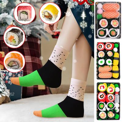 Sushi Socks Tuna Salmon Cucumber Maki Sock Box Funny Sushi Socks Cotton Socks Mid-Tube Food Socks Salmon Socks for Stocking