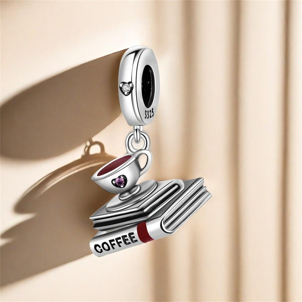 Copper Coffee Book Pendants Bracelet Charms Fit Women Jewelry Party Beads Diy Fine Gifts Accessories