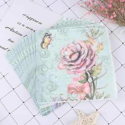 20Pcs Napkins Paper Decoupage Tissue Flowers Wedding Birthday Diy Decoration