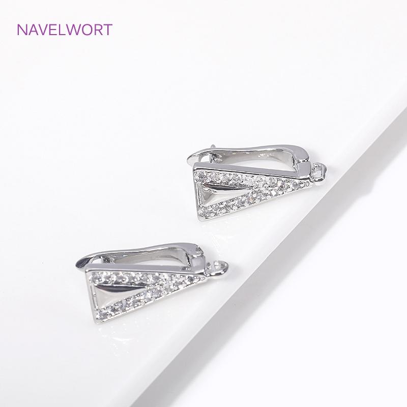 Fashion Rhodium Plated Leverback Earwire Hooks Fasteners Cubic Zirconia Earrings Clasps For DIY Creative Earring Accessories