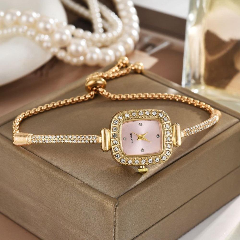 

High Quality Alloy Wristwatch Multi-color Casual Quartz Watch Adjustable Student Quartz Clock розовый