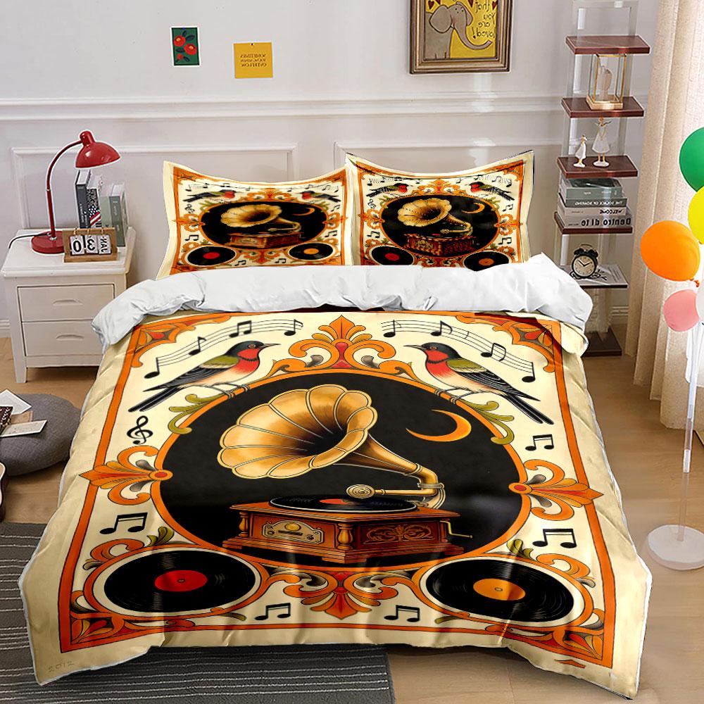 

Gramophone, birds, records, notes. Bedding sets Duvet cover sets Duvet covers Pillowcases(1 * Duvet Cover 2 * Pillowcases without duvet insert) 135x200cm