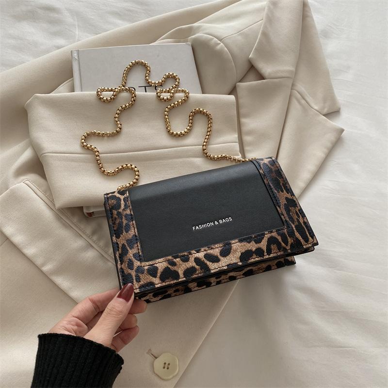Fashion Small Square Bag Autumn Simple Fashion Handbag Messenger Bag Leopard Print Chain Shoulder Bag