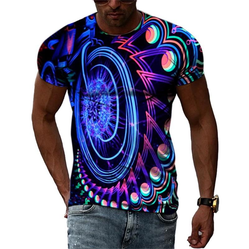 Men s Hawaiian Palm Tree Print T-shirt Summer Casual Short Sleeve Tee S