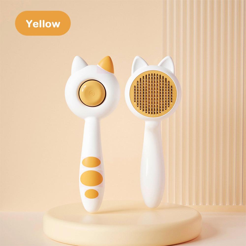 

New Self Cleaning Pet Hair Removal Comb Easy To Clean Massage Cat Brush Pet Grooming Tool Pet Care жёлтый