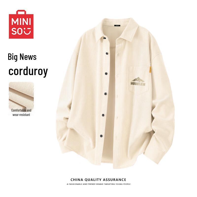 MINISO Унисекс свободная вельветовая рубашка с длинным рукавом 3XL