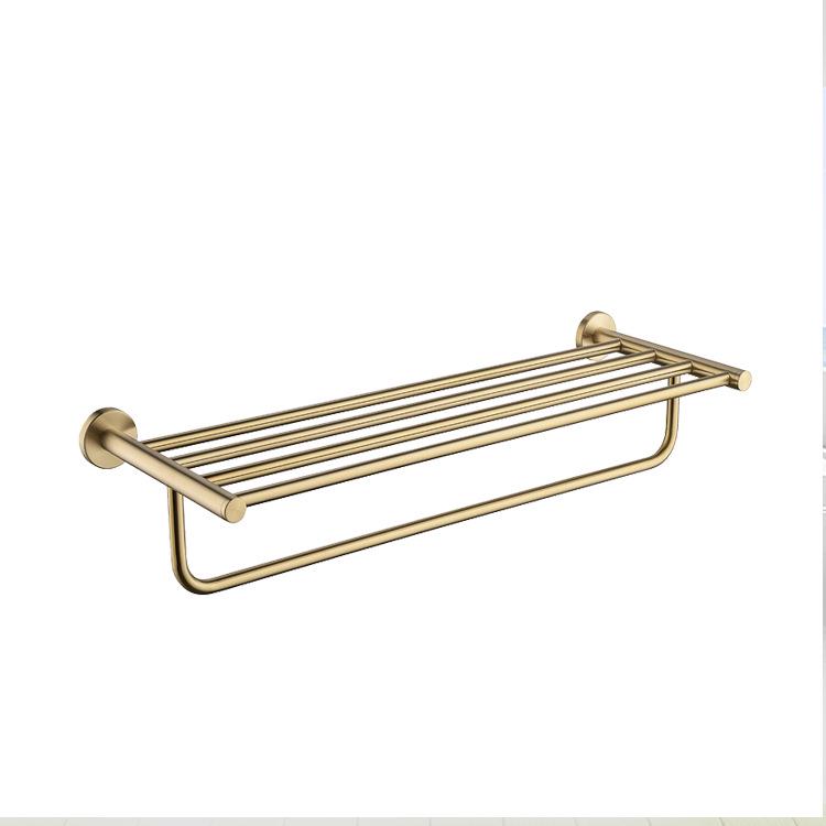 Wall-Mounted Gold Towel Rack and Storage Shelf - 304 Stainless Steel Bathroom Accessories Set