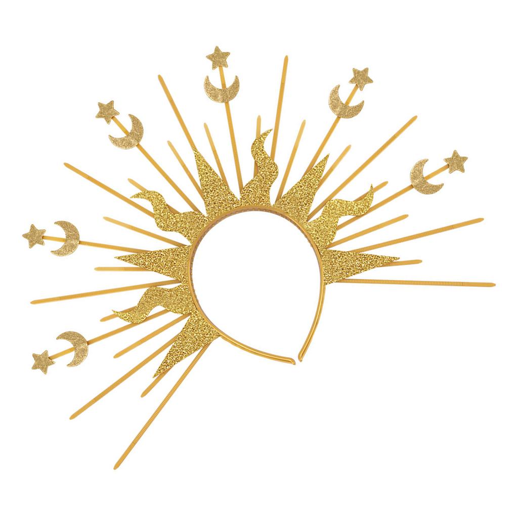 Elegant Radiance Crown Headband Moon Star Baroque Tiaras Hairband Women Cosplay Costume Accessories Church Hairband
