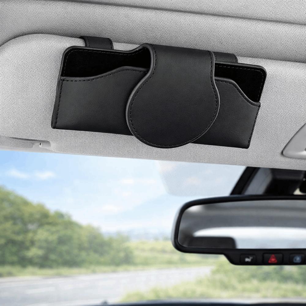 PU Leather Car Glasses Case Anti-Scratch Eyeglass Case Car Sunglasses Holder Stable Wear-Resistant Sun Visor Storage Box