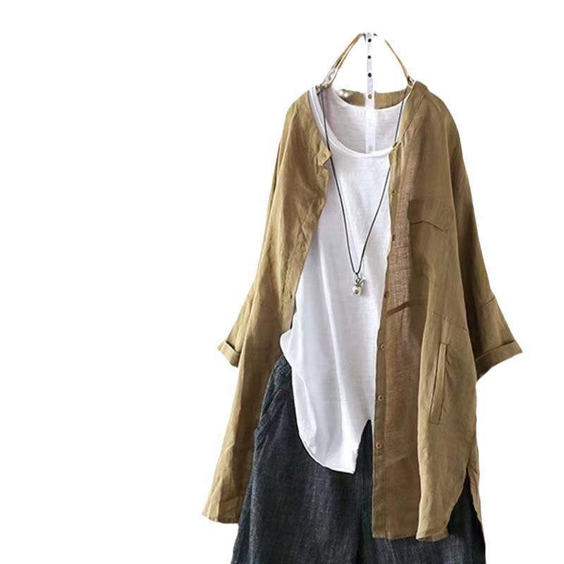 Damen Retro Literarischer Trenchcoat - Hüftlange Übergangs-Oberbekleidung, Streetstyle 2024 Frühling/Sommer/Herbst Mode