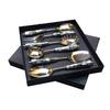 Black Mother of Peal (MOP) Round Handle Serving Spoon Set of Six Pcs