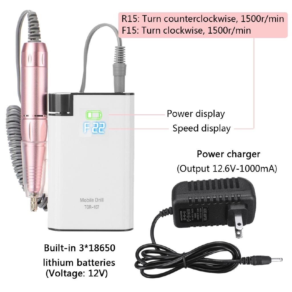 Perceuse à ongles portable rechargeable 30 000 tr/min, machine de manucure, lime à ongles électrique, outils pour nail art, ensemble pour forets à ongles