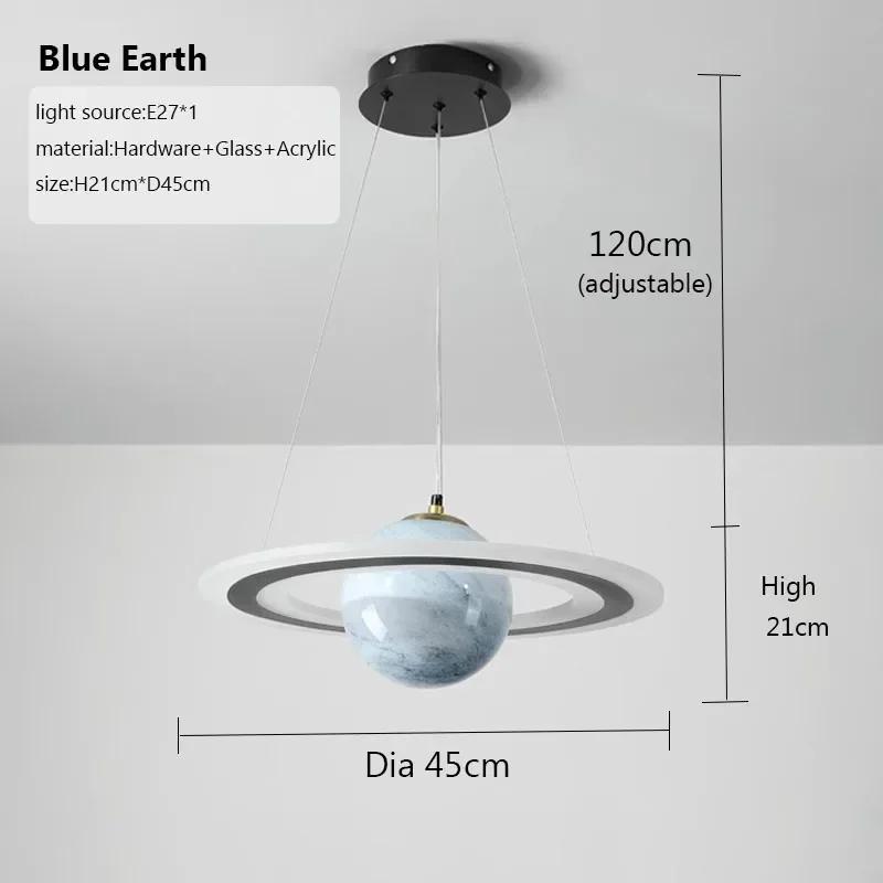 Planet Led Pendant Lamp Children Room Creative chandelier Glass Ball Hanging Lights Boy Bedroom Space Reading Indoor Decor Light