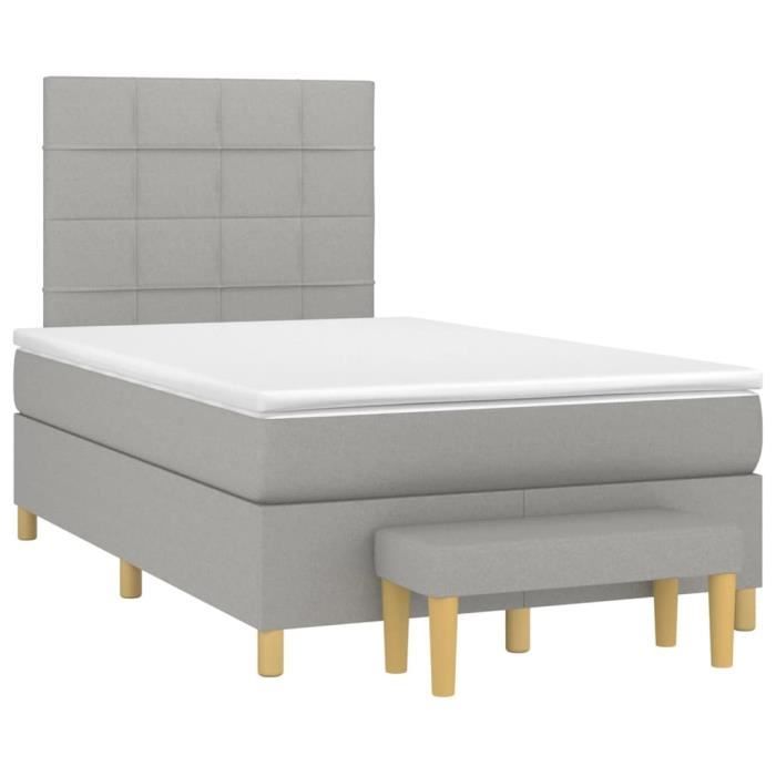 VidaXL Lit à sommier tapissier avec matelas Gris clair 120x200cm Tissu - Modèle 3137141