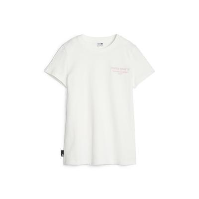 Team Tee Letter Embroidery Round Neck Short Sleeve T-Shirt Women Tops White 624706-65