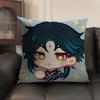 Xiao Cute Genshin Impact Cushion Cover Natural Linen Organic Fabric Double-Sided Printing Sofa Home Decor Gift Pillow Case