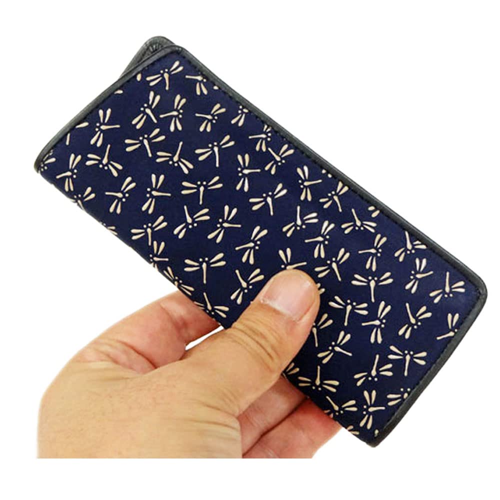 Inden Eyeglasses Sack Navy Blue Deerskin with White Dragonfly Soft 16cm x x Inden-ya 4203, Lacquer, Pattern, Type, 7.3cm 1.8cm
