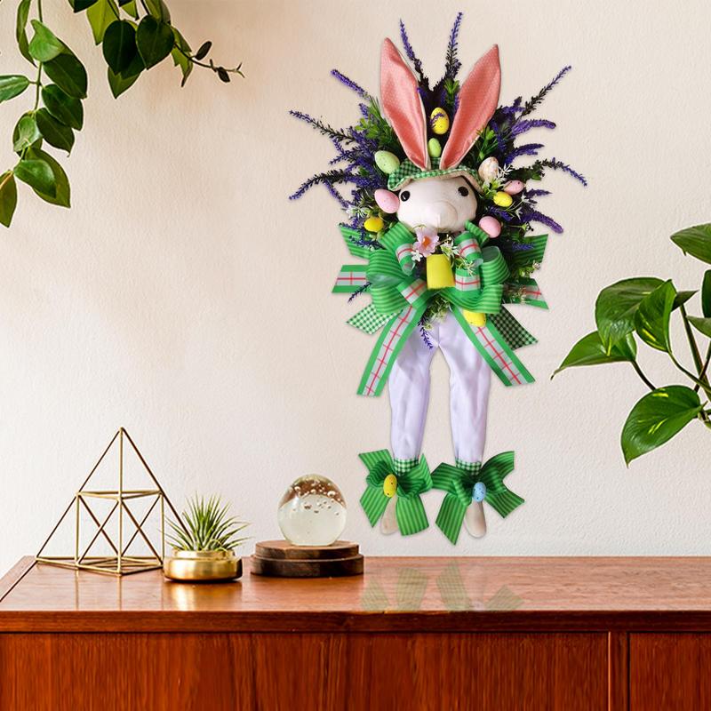 2025 Easter Bunny Wreath Creative Artificial Rabbit Wreath for Front Door Mantel Easter Home Wedding Party Spring Decoration