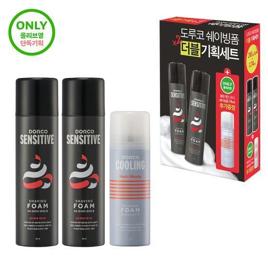 Dorco Pro Sensitive Shaving Foam 210ml X 2 Pack (+ Cooling Shaving Foam 74ml)