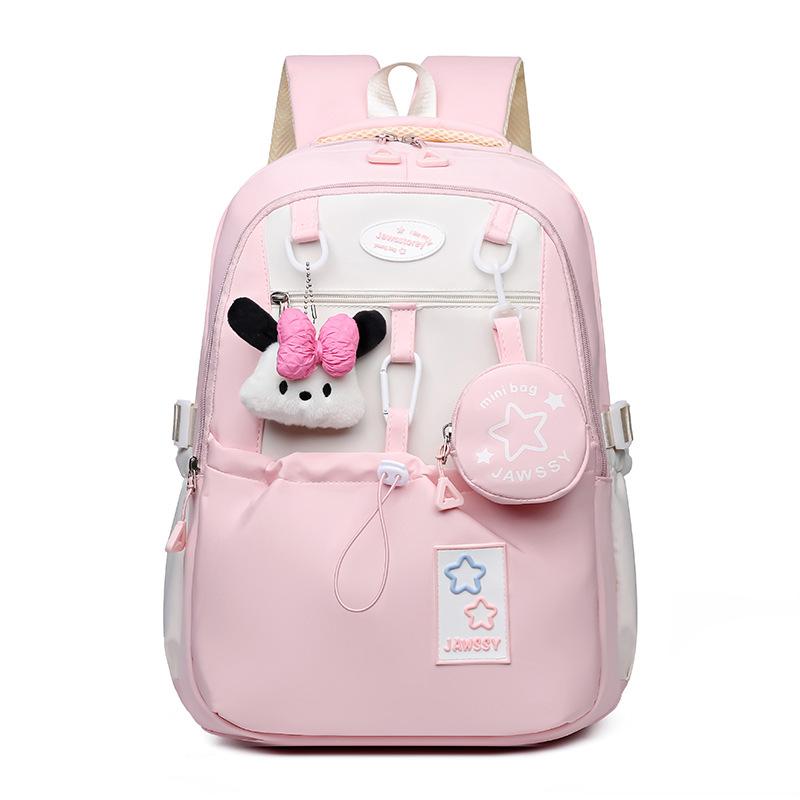 

Новый мультяшный рюкзак для средней и старшей школы, школьный рюкзак для учениц начальной и средней школы, многофункциональный рюкзак большой вместимости для путешествий на открытом воздухе розовый