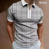 Trendy Geometric Print Short Sleeve Half-Zip Polo Shirt