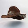 Wide Brim Western Cowboy Hat Turquoise Decor Western Cowgirl Hat  Stage Performance